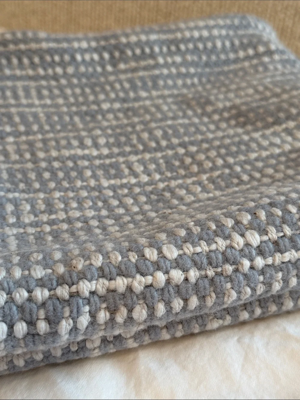 Quince Wool Linen Textured Pillow Cover Blue and White